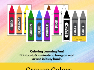 Crayon Color Learning Printable - Learn Colors - Preschool Learning