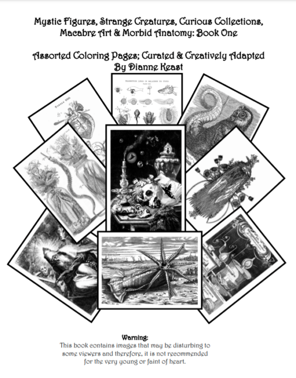 Curated Vintage Coloring: Things Mystic, Curious & Macabre: Book One Examples