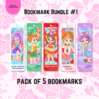 PRINTABLE BOOKMARK Bundle #1 - Set of 5 - Cupid Self-Love Bookmark Bundle #1 - Self-Love Tips - US Letter - Digital Download For Readers