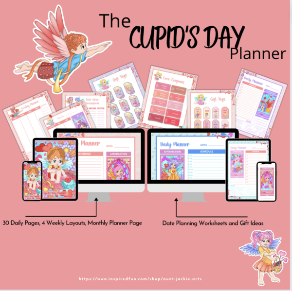 Cupid's Day PLANNER, 30 Daily, 4 Weekly Layouts, 1 Monthly Layout,Printable Templates, US Letter, Cupid Valentine's Day, Date Night Planner - Image 12