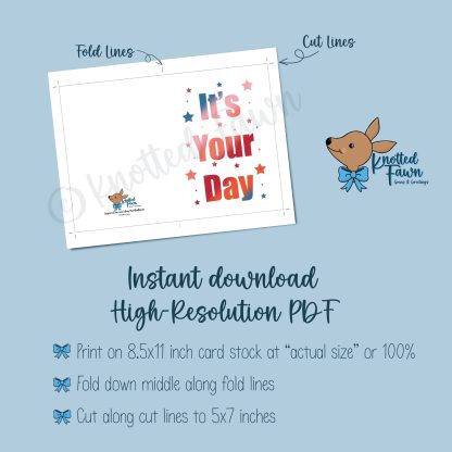 It's Your Day 5x7 Printable Greeting Card, Instant Download - Image 3