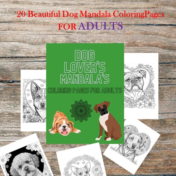 "Relax and Unwind with 20 Beautiful Dog Mandala Designs!" DOG LOVERS MANDALA COLORING PAGES! PRINTABLES...