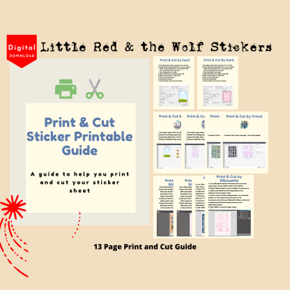 Little Red, Big Bad Wolf, Colored Stickers, Sticker Bundle , Stickers for Silhouette, Riding Hood Sticker, Big Bad Wolf Stickers, Cricut Cut - Image 8