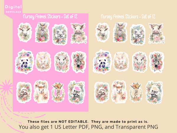 Nursery Animal Stickers, Print and Cut Stickers, Farm Animal Stickers, Australian Animals, Cute Sticker Sheet, Positive Sticker Sheet, Set 1 - Image 7