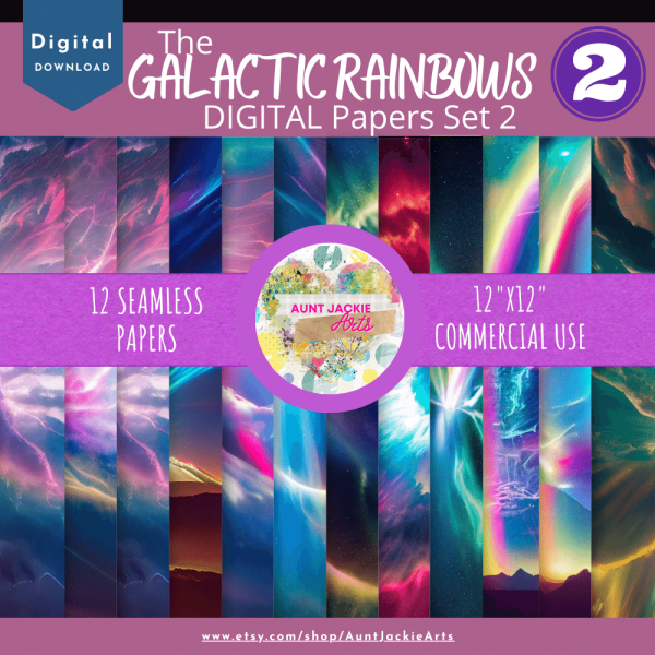 Galactic Rainbows Digital Paper Set 2 of 3