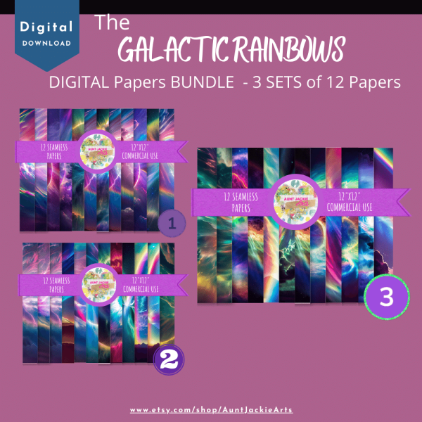 Galactic Rainbows Digital Paper - Bundle of all 3 Sets