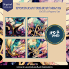 DIGITAL PAPER Bundle - Psychedelic Watercolor Art Nouveau Digital Papers 12 - Papers Pack 12 - 12x12 - jpg png - 6000px - Set 7 of 7 - Image 3