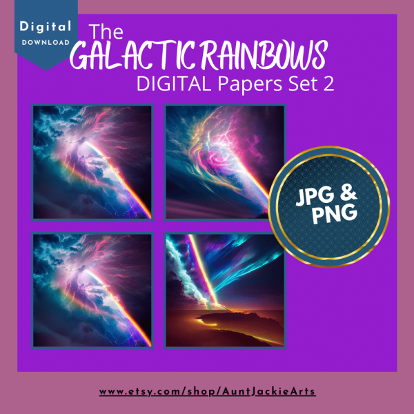 DIGITAL PAPER Bundle - Galactic Rainbow Digital Papers - Papers Pack of 12 - 12x12 - jpg png - 5000px Abstract Set 2 of 3 - Image 3