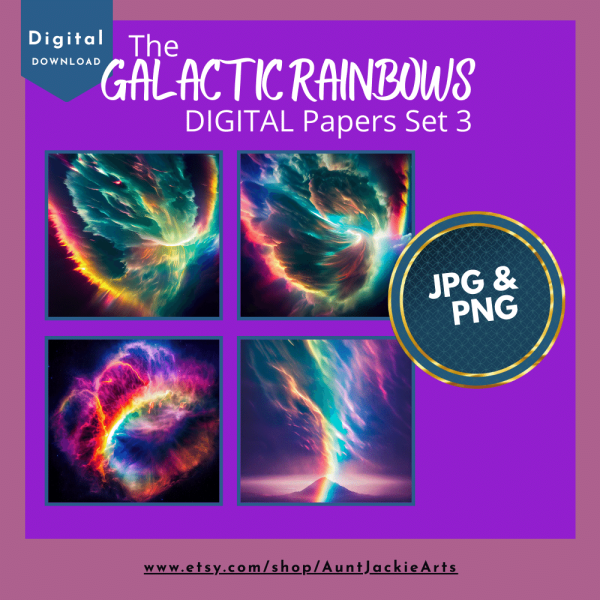 DIGITAL PAPER Bundle - Galactic Rainbow Digital Papers - Papers Pack of 12 - 12x12 - jpg png - 5000px Abstract Set 3 of 3 - Image 3