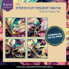DIGITAL PAPER Bundle - Psychedelic Watercolor Art Nouveau Digital Papers 12 - Papers Pack 12 - 12x12 - jpg png - 6000px - Set 5 of 7 - Image 5