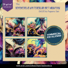 DIGITAL PAPER Bundle - Psychedelic Watercolor Art Nouveau Digital Papers 12 - Papers Pack 12 - 12x12 - jpg png - 6000px - Set 7 of 7 - Image 5