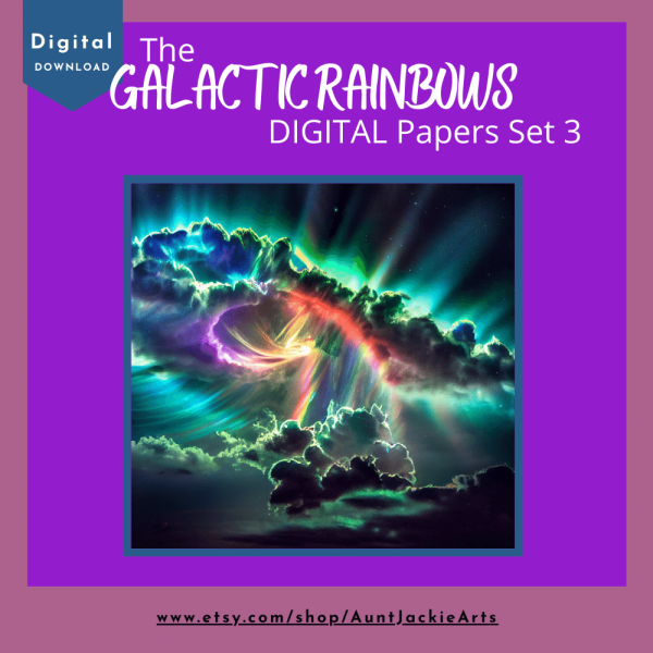 DIGITAL PAPER Bundle - Galactic Rainbow Digital Papers - Papers Pack of 12 - 12x12 - jpg png - 5000px Abstract Set 3 of 3 - Image 6
