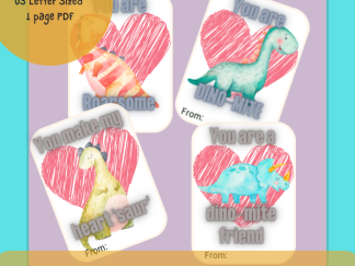 Printable Valentines Cards for Kids | Kids Dinosaur Valentines