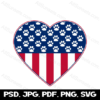 Dog Paws Union American Flag Heart Full Color