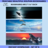 Beautiful Dolphin Bookmarks, Set of 8, Printable