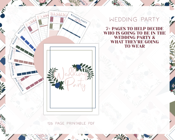 Navy & Green Wedding Planner Printable, Wedding Binder Printable, Wedding Planner Organizer, Wedding Planning Book, Printable Wedding planner Kit - Image 3