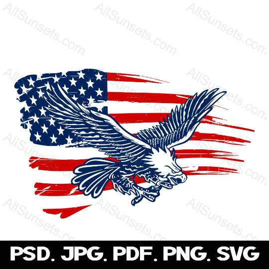 Flying Eagle Grunge Torn American Flag
