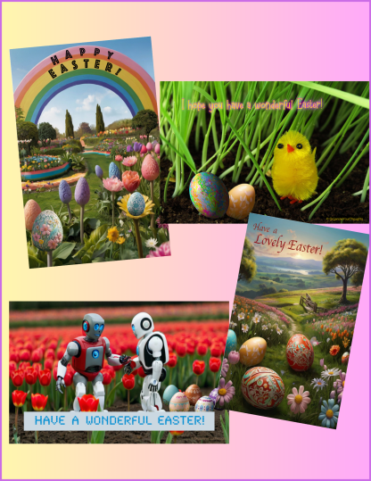 four different Easter cards