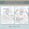Easter Bunny Chibi Girls 30 Coloring Pages 8.5”x11” - Image 2
