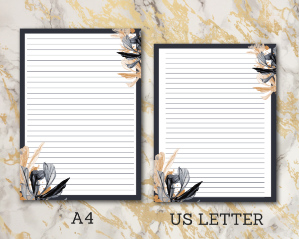 Printable Elegant Floral Stationery - Printable Note Paper, Letter Writing Paper, Digital Letter Paper, Digital Download - Image 4