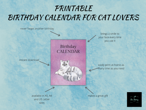 Perpetual Printable Birthday Calendar for Cat Lovers - Image 2