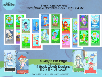 PRINTABLE CARD Deck - Downloadable | Baby Fairy Affirmation Cards - Tarot Sized Cards 2.75 x 4.75 - US Letter Digital Download - 30 Cards - Image 4