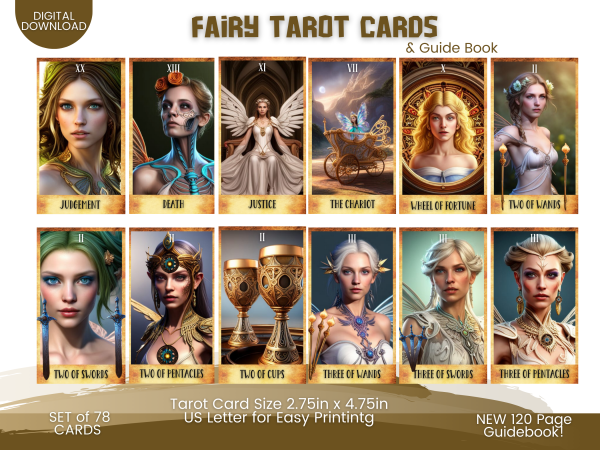 Fairy Tarot Card and Guidebook Canva Templates - Fairy Tarot Deck Creation Kit - Image 2