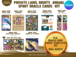 PLR ANIMAL Spirit Oracle CARD Deck Kit - 40 Tarot Sized Cards, 46 page Guidebook, 40 Mini-Stickers, Etsy Listing, Images