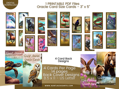 PRINTABLE CARD Deck - Animal Spirit Oracle Card Deck - Oracle / Tarot Sized Cards 3x5 - US Letter - Download - 40 Cards + Guidebook 46 page - Image 5