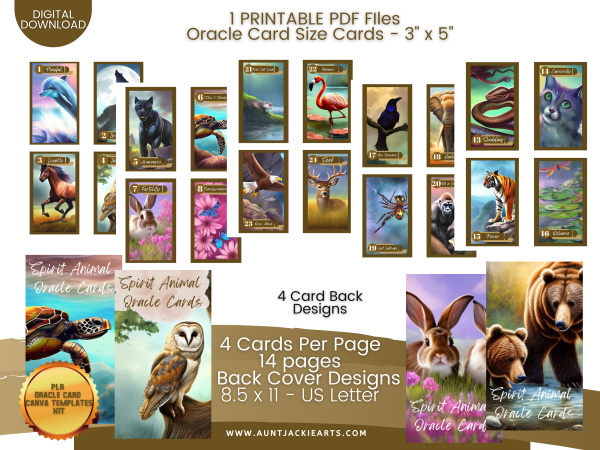 PLR ANIMAL Spirit Oracle CARD Deck Kit - 40 Tarot Sized Cards, 46 page Guidebook, 40 Mini-Stickers, Etsy Listing, Images - Image 5