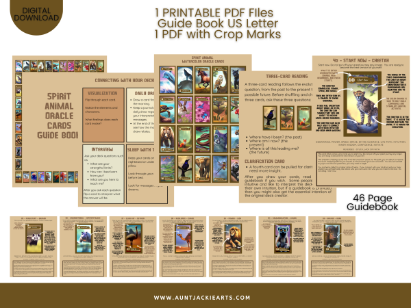 PRINTABLE CARD Deck - Animal Spirit Oracle Card Deck - Oracle / Tarot Sized Cards 3x5 - US Letter - Download - 40 Cards + Guidebook 46 page - Image 2