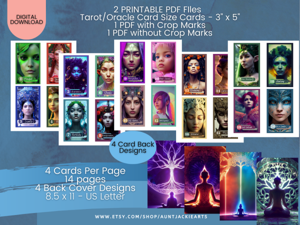 PRINTABLE CARD Deck - Elven Fairy - Oracle Card Deck - Tarot Sized Cards 2.75 x 4.75 - US Letter - Digital Download - 40 Cards - Vivid Color - Image 4