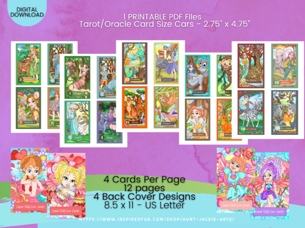 PRINTABLE CARD Deck - Cupid Self-Love Cards Affirmation Cards - Tarot Sized Cards 2.75 x 4.75 - US Letter Digital Download - 30 Cards - Image 3