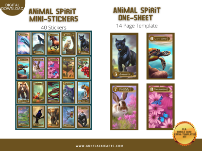 PLR ANIMAL Spirit Oracle CARD Deck Kit - 40 Tarot Sized Cards, 46 page Guidebook, 40 Mini-Stickers, Etsy Listing, Images - Image 3