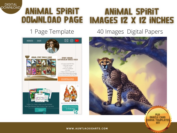 PLR ANIMAL Spirit Oracle CARD Deck Kit - 40 Tarot Sized Cards, 46 page Guidebook, 40 Mini-Stickers, Etsy Listing, Images - Image 4
