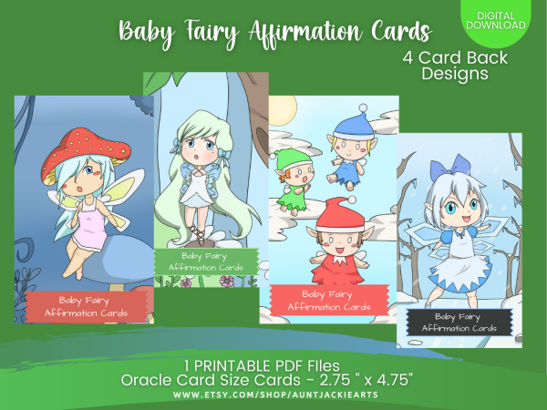 PRINTABLE CARD Deck - Downloadable | Baby Fairy Affirmation Cards - Tarot Sized Cards 2.75 x 4.75 - US Letter Digital Download - 30 Cards - Image 6