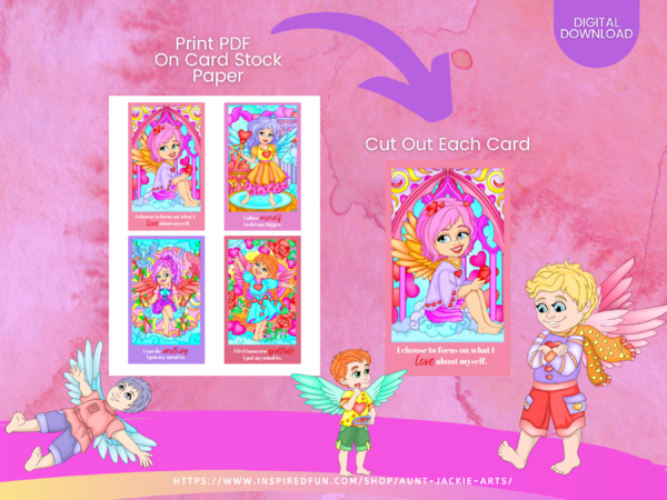 PRINTABLE CARD Deck - Cupid Self-Love Cards Affirmation Cards - Tarot Sized Cards 2.75 x 4.75 - US Letter Digital Download - 30 Cards - Image 6