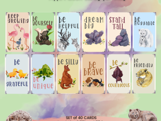 Watercolor Animals - Mom and Child - Affirmation Cards Page 1