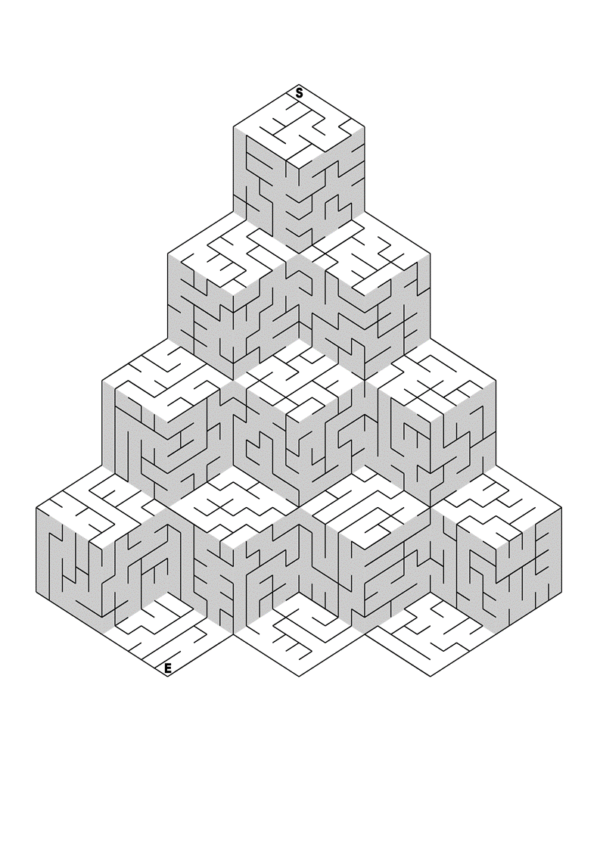 Downloadable Printable '3D' Maze Puzzle Book [Medium] for Adults & Children: 100 mazes - Image 4