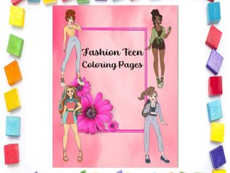 Fashion Teen Coloring Pages. PRINTABLE! Digital Download.