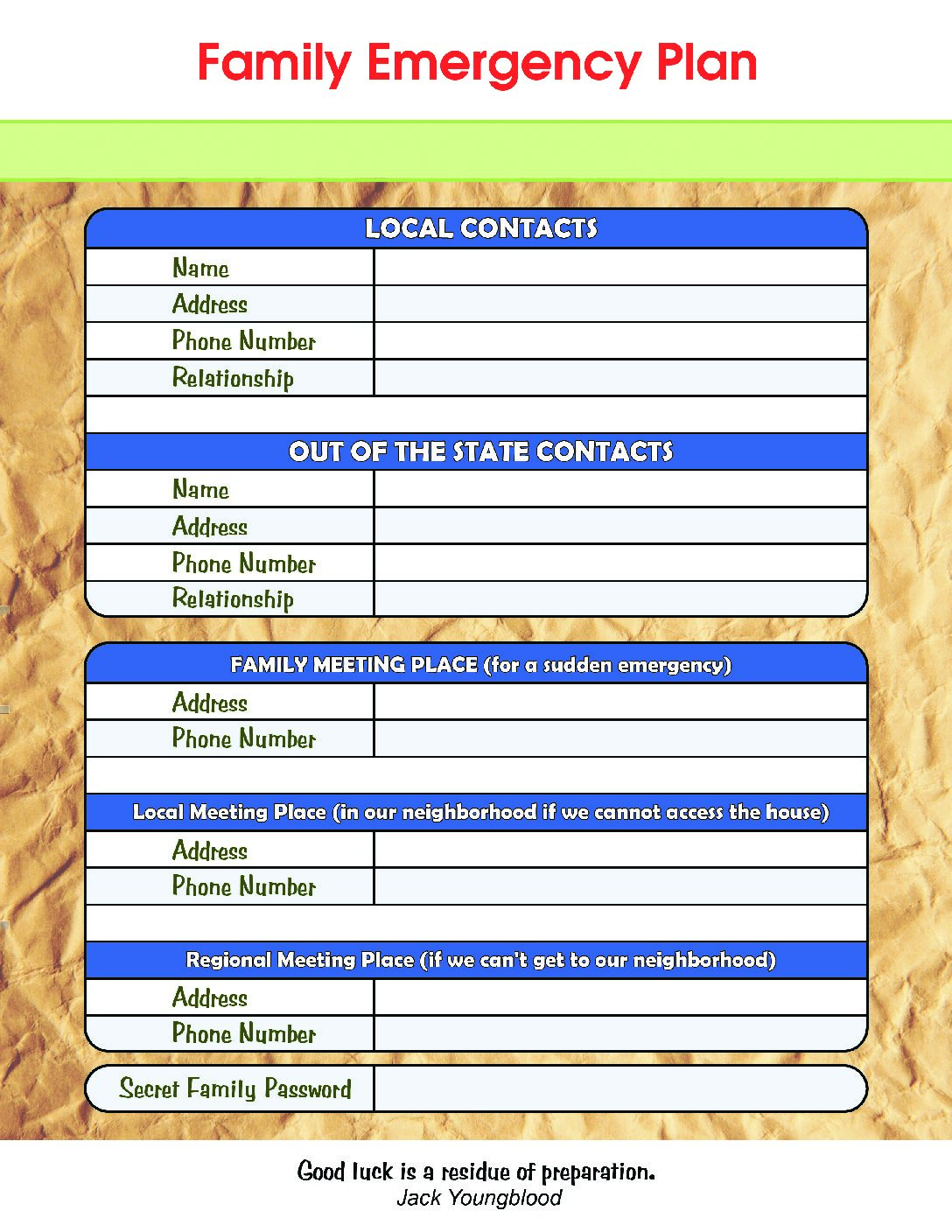 Emergency Family Plans