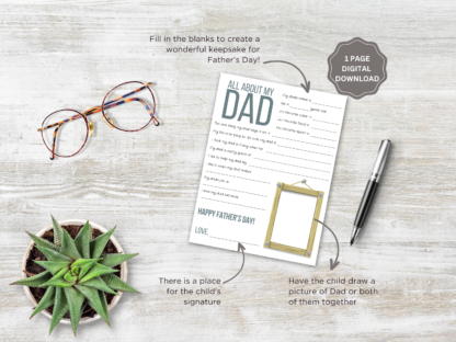 All About Dad Questionnaire, Father's Day Printable Gift - Image 2