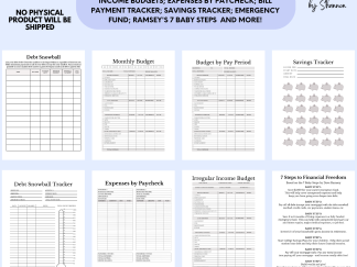 Financial Planner - Emergency Fund, Debt Tracker, Ramsey Baby Steps & More PRINTABLE
