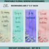 Floral Serene Bookmarks, Set of 8, Printable