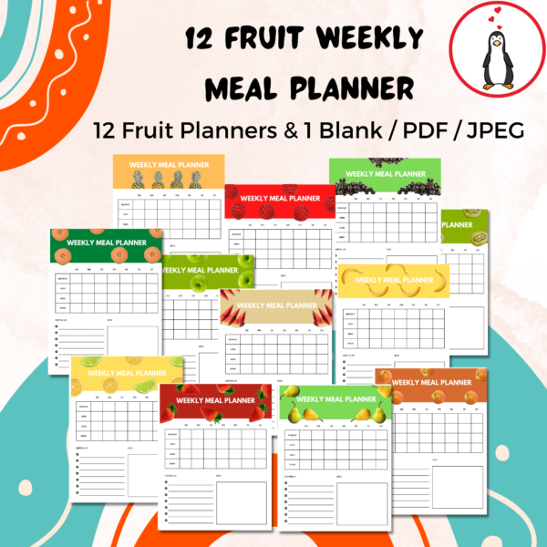 12 Fruit Weekly Meal Planner Printables
