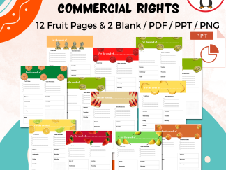 12 Fruit Weekly Planner Printables - Commercial Use PLR