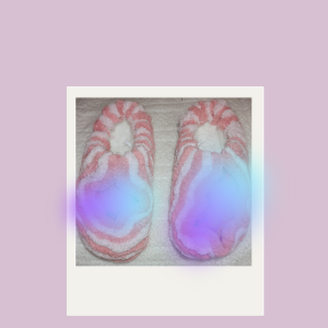 Fur Crocs white and pink with colorful c inset design