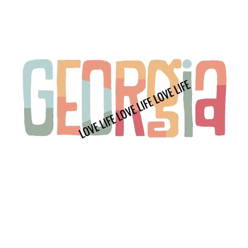 Colorful Georgia State Graphic Clip Art - Instant Download - PNG, PDF