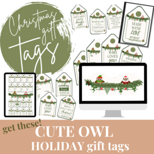 Gift Tags - cute owl garland gift tags for Christmas and holidays