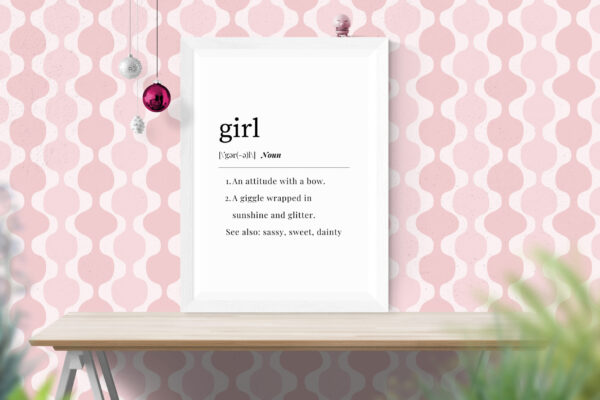 Funny Definition of Girl Wall Art, Giggle, Sunshine, Glitter, Bow Attitude, PRINTABLE - Image 2
